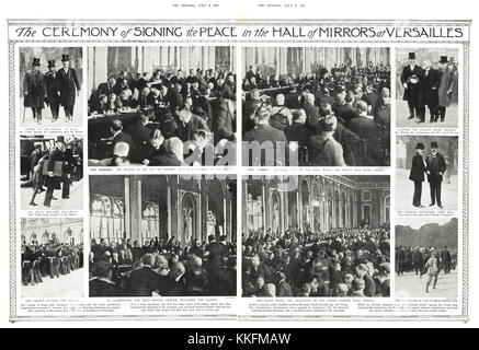 1919 Il grafico la firma del Trattato di Versailles Foto Stock