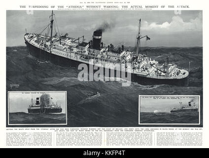 1939 Illustrated London News naufragio della SS Athenia Foto Stock