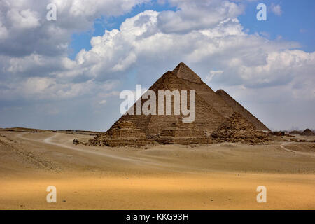 Le sei piramidi di Giza piramide complessa, altopiano di Giza in Egitto. Foto Stock