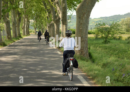 Gita in bicicletta intorno al reparto Vancluse, Provenza, Francia Foto Stock