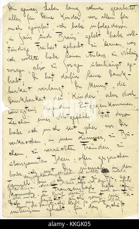 Un documento storico o una lettera di Franz Kafka, intitolato *Brief an den Vater* (lettera al padre). La lettera rappresenta le riflessioni personali di Kafka e il rapporto teso con suo padre, un elemento chiave della sua vita e delle sue opere. Foto Stock