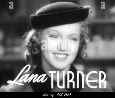 Fotografia di Lana Turner nel trailer del film del 1938 "Love Finds Andy Hardy", evidenziando il suo ruolo di Polly Benedict al fianco di Mickey Rooney. Foto Stock