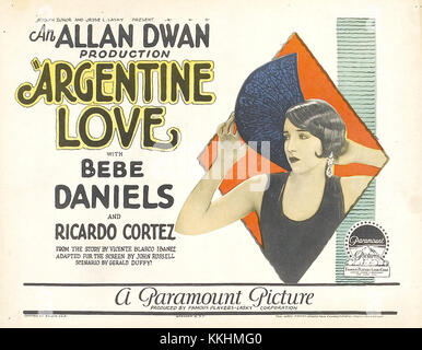 Biglietto d'ingresso per il film del 1924 "l'amore argentino", che mostra le scene chiave del film muto. Foto Stock