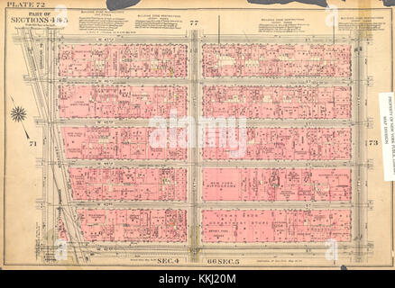 La Bromley Manhattan Plate 072, pubblicata nel 1925, è una mappa storica o illustrazione dell'area di Manhattan, che fornisce informazioni sullo sviluppo urbano in quel periodo. Foto Stock