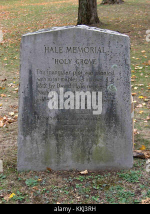 Il lapide della Nathan Hale Homestead onora il luogo di nascita di Nathan Hale, un patriota della Guerra d'indipendenza americana noto per la sua famosa citazione, "mi dispiace solo di avere una vita da perdere per il mio paese". Foto Stock