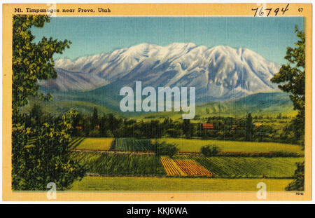 MT. Timpanogos, situata vicino a Provo, Utah, è una delle montagne più importanti della catena montuosa Wasatch. È una destinazione popolare per gli escursionisti e offre viste mozzafiato del paesaggio circostante. Foto Stock