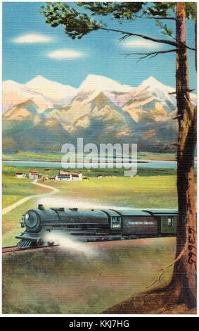 North Coast Limited e Mission Range, Montana, tra 28 catene montuose sulla rotta del Pacifico settentrionale c'è la Mission Range delle Montagne Rocciose vicino a Missoula, Montana (63665) Foto Stock