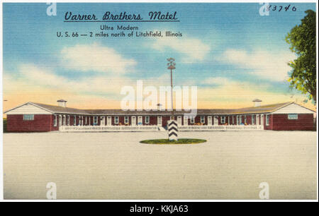 Varner Brothers Motel, ultra moderno, U.S. 66 -- 2 miglia a nord di Litchfield, Illinois (83740) Foto Stock