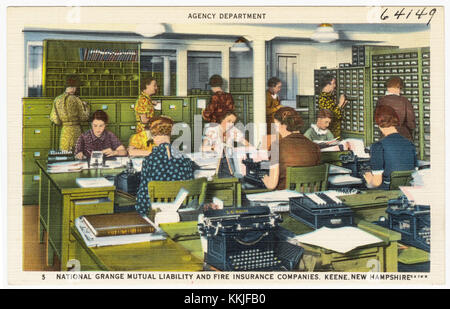 Questa fotografia mostra il dipartimento dell'Agenzia della National Grange Mutual Liability and Fire Insurance Companies a Keene, New Hampshire. L'immagine cattura l'edificio dell'companyâ e le sue attività commerciali nella regione. Foto Stock