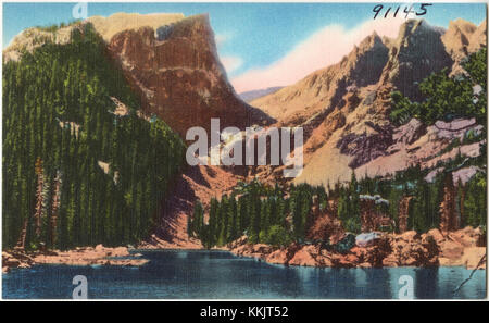 Lago Dream (alt. 9,950 m circa) e Hallet Peak, Rocky Mountain National Park, Colorado (7725167862) Foto Stock