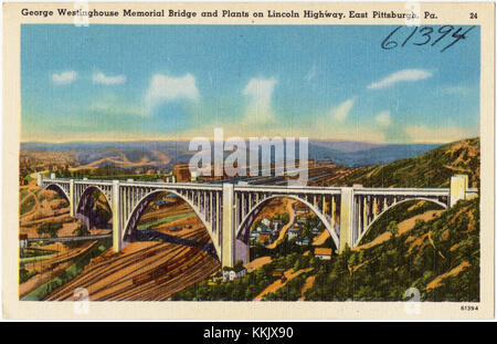 Il George Westinghouse Memorial Bridge attraversa il fiume Monongahela a East Pittsburgh, Pennsylvania. Onora l'inventore e industriale George Westinghouse ed è un elemento chiave delle infrastrutture di trasporto. Foto Stock