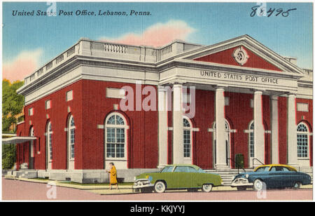 L'ufficio postale degli Stati Uniti a Lebanon, Pennsylvania, è un importante edificio storico e architettonico. Riflette lo stile architettonico del XX secolo e funge da componente chiave delle infrastrutture locali del Libano. Foto Stock