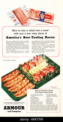 1945 U.S. Magazine corazza Star Bacon Annuncio Foto Stock