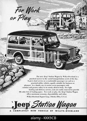 1947 U.S. Magazine Jeep Station wagon annuncio Foto Stock