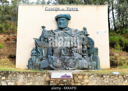 Memorial Sculpture al Sacro Romano Imperatore Carlo V, Cuacos De Yuste, La Vera, Estremadura, Spagna Foto Stock