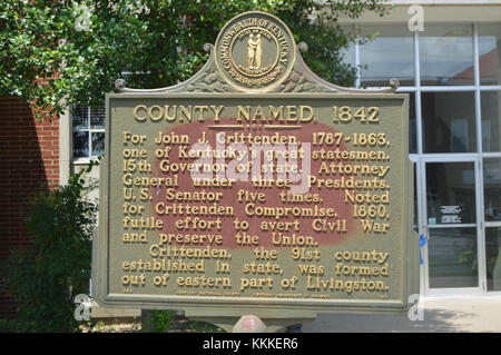 Questo marcatore storico commemora l'istituzione di una contea nel 1842, riflettendo la crescita e lo sviluppo della regione durante quel periodo. Foto Stock
