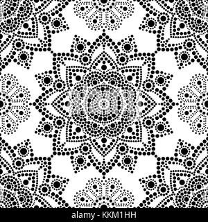 Presto dot pittura seamless pattern, bohemien vettore mandala dot arte, folk Retrò design ispirato dalla tradizionale arte da australia Illustrazione Vettoriale