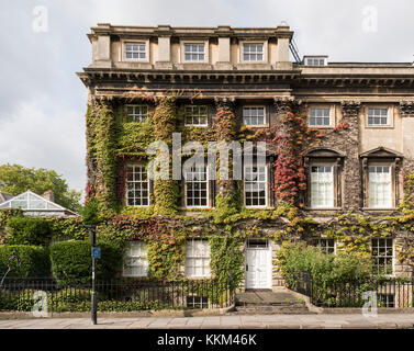 Colore di autunno su un terrazzamento Georgian House in Bath Queen Square. Foto Stock