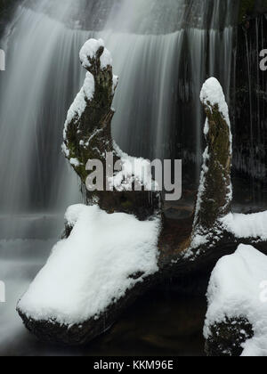 Rissloch cascata in inverno, nei pressi di Bodenmais, foresta bavarese, Bassa Baviera, Baviera, Germania, Foto Stock