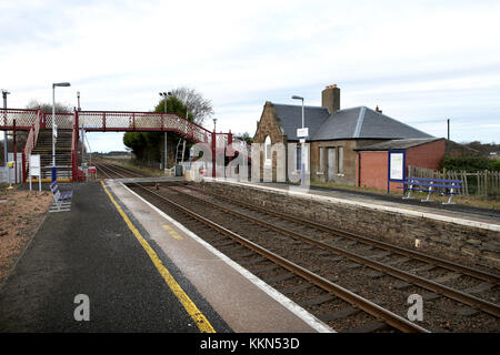 Barry Links stazione ferroviaria vicino a Carnoustie in Angus che è stato identificato come la Gran Bretagna è meno utilizzato stazione dopo appena 24 passeggeri percorsa da o per la stazione nel 2016/17, secondo i dati pubblicati dall'Ufficio della ferrovia e strada. Foto Stock