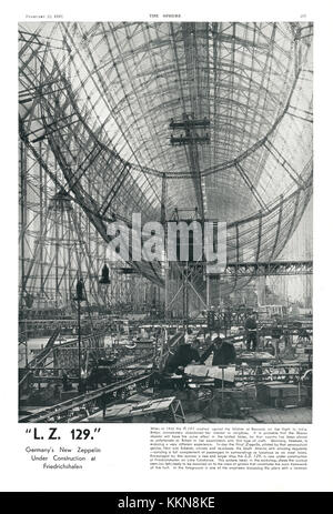 1935 La sfera "Zeppelin Hindenburg' in costruzione a Friedrichshafen Foto Stock