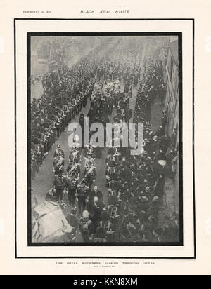 1901 in bianco e nero la Regina Vittoria per il funerale di St George's Chapel, Windsor Foto Stock