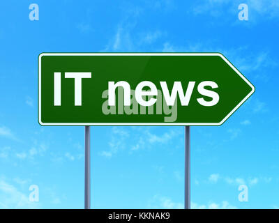 News concetto: notizie sul cartello stradale sullo sfondo Foto Stock