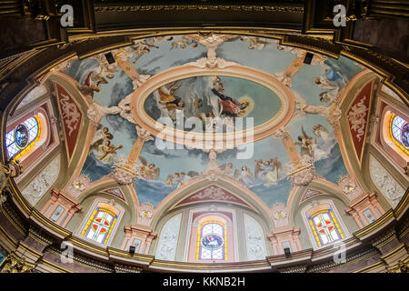Un colpo del soffitto della chiesa dell'annunciazione situato in Mdina, Malta. Foto Stock