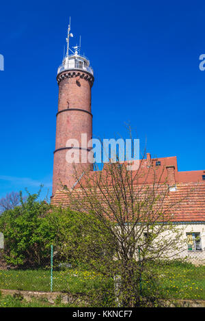 Faro del Mar Baltico nel villaggio di Jaroslawiec nel Voivodato Pomeriano occidentale della Polonia Foto Stock