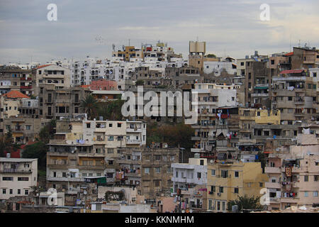 Uno sfondo di edifici a Tripoli, in Libano. Foto Stock