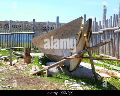 Terranova, CA: L'Anse aux Meadows il 24 giugno 2011. Ri-creazione di un Viking longboat presso l'Anse aux Meadows. Foto Stock