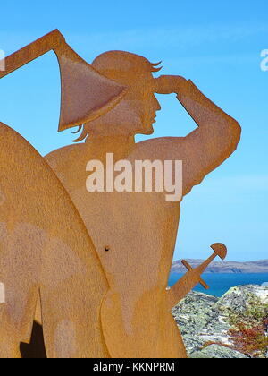 Terranova, CA, 24 Giugno 2011: questa scultura di ferro a L'Anse aux Meadows evoca l'arrivo dei norreni 1000 anni fa. Foto Stock