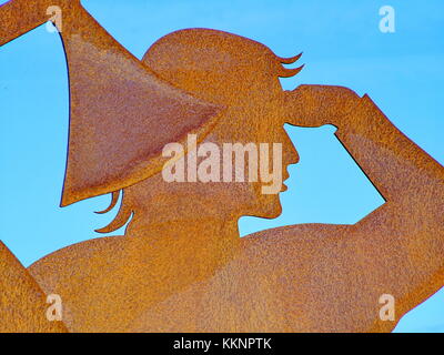 Terranova, CA, 24 Giugno 2011: questa scultura di ferro a L'Anse aux Meadows evoca l'arrivo dei norreni 1000 anni fa. Foto Stock