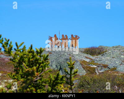 Terranova, CA, 24 Giugno 2011: questa scultura di ferro a L'Anse aux Meadows evoca l'arrivo dei norreni 1000 anni fa. Foto Stock