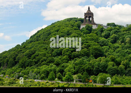 Monumento dell'imperatore Guglielmo, porta Westfalica, bassa Sassonia, Germania Foto Stock