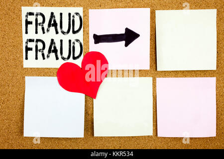 Ispirazione concettuale per didascalie di testo scritte a mano che mostrano il concetto di frode per la prevenzione della sicurezza degli hacker criminali e Love Written on Wooden background, Foto Stock