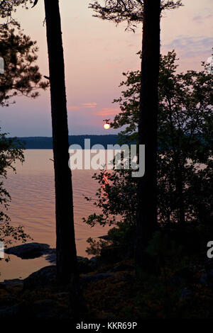 Sundown, Lelång Lago, Dalsland, Götaland, Svezia Foto Stock