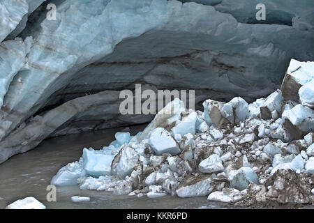 Foce del ghiacciaio del Pasterze al Grossglockner, Hohe Tauern, Carinzia, Tirolo Orientale, Austria Foto Stock
