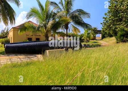 Un vecchio canonico nel Castillo de los Tres Reyes del Morro Foto Stock