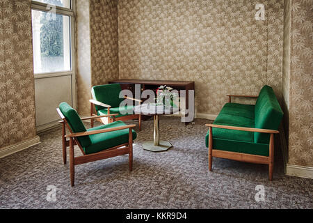 Un hotel abbandonato nella catena montuosa di Harz, Germania Foto Stock