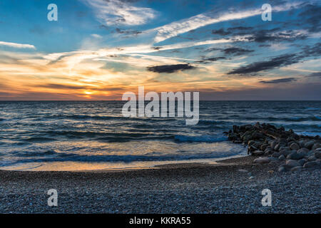 Tramonto su una spiaggia nei pressi di Gammel Skagen Foto Stock