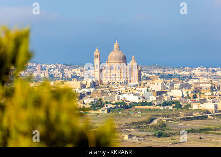 La Chiesa di San Giovanni Battista, comunemente noto come la Rotonda di Xewkija o Xewkija Rotunda è una chiesa cattolica romana di Xewkija a Gozo, Malta. Foto Stock