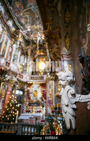 In Germania, in Baviera, Monaco di Baviera, Asamkirche, Chiesa di St. Johann Nepomunk, chiesa barocca costruita a metà del XVIII secolo dai fratelli Asam, interno Foto Stock