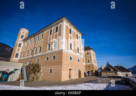 L'Austria, la Stiria, trautenfels, Schloss trautenfels castello, inverno Foto Stock