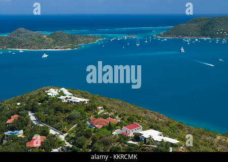 Isole Vergini britanniche, Virgin Gorda, North Sound, vista in elevazione del nord il suono da fanny hill Foto Stock