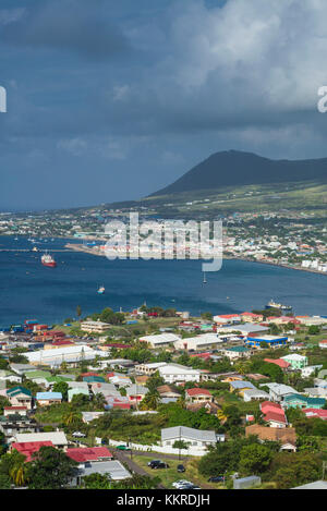St. Kitts e Nevis, St. kitts, Basseterre, vista in elevazione, mattina Foto Stock