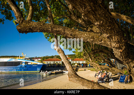 Isole Vergini americane st. john, Cruz Bay Town Waterfront Foto Stock