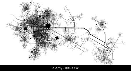 Mappa della città di una città immaginaria strade e stradine Foto Stock