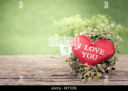 Per le piante in vaso e mini a forma di cuore su un pavimento di legno in  giardino verde sfondo per il giorno di San Valentino, la selezione del  punto af, con spazio per scrivere, tono vintage Foto stock - Alamy