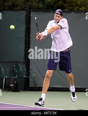 KEY BISCAYNE, FL - 25 MARZO: John Isner il giorno 6 del Miami Open al Crandon Park Tennis Center il 25 marzo 2017 a Key Biscayne, Florida persone: John Isner Foto Stock